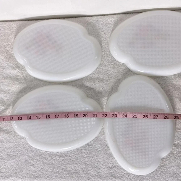 Vintage Federal Milk  Glass Autumn Blossom Tea Cups W Luncheon Plate Sets x4 - Picture 10 of 12